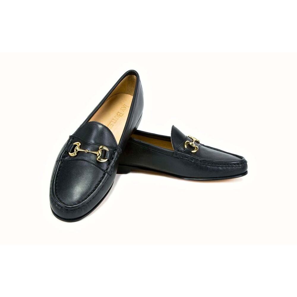 Jay Butler Millbank Bit Loafer - Black Full Grain Leather with Gold Bit 11.5